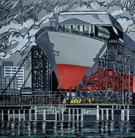205, John Scott Martin PRSMA RBA PPRBSA FRSA- BUILDING HMS GLASGOW AT GOVAN