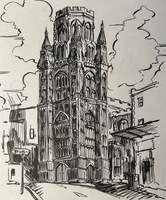 Draw a Trevor Haddrell cityscape